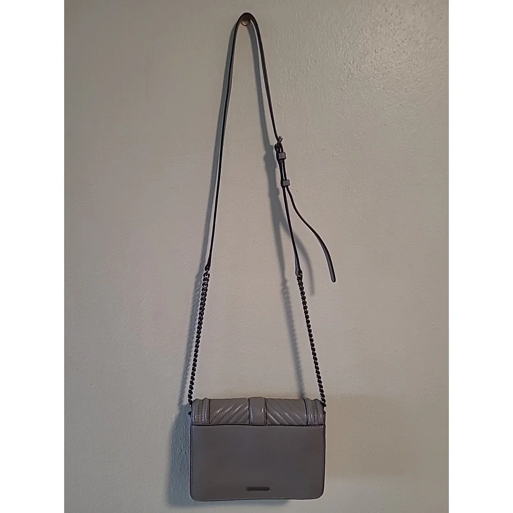 Rebecca Minkoff Chevron Quilted Love Crossbody Leather‎ Bag Graphite